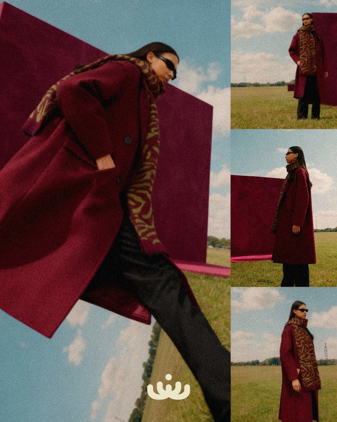 Zebra Burgundy Knitted scarves 70 x 180 cm