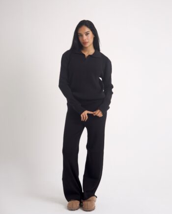 POLO COLLAR RIB KNIT TOP