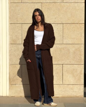 Brown Long Knit Cardigan