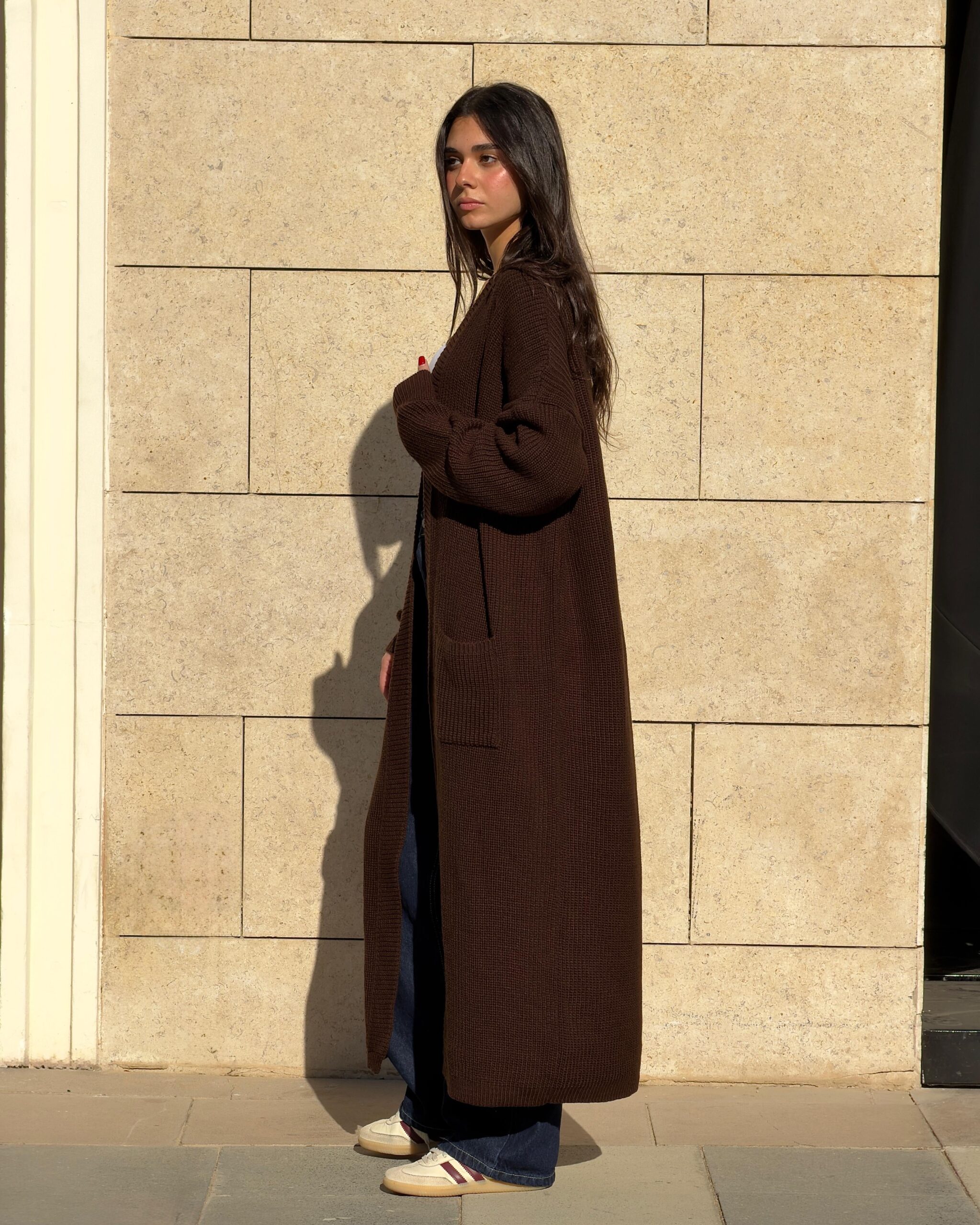 Brown Long Knit Cardigan