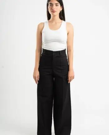 BLACK CLEAN CUT WIDE-LEG PANTS