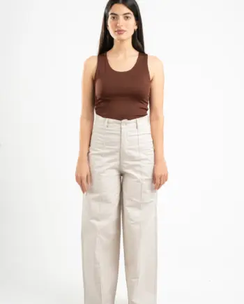 BEIGE CLEAN CUT WIDE-LEG PANTS