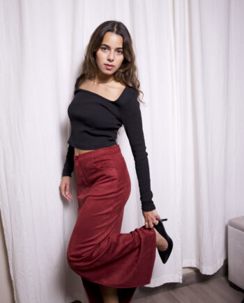 The Formline Burgundy Chamois Skirt