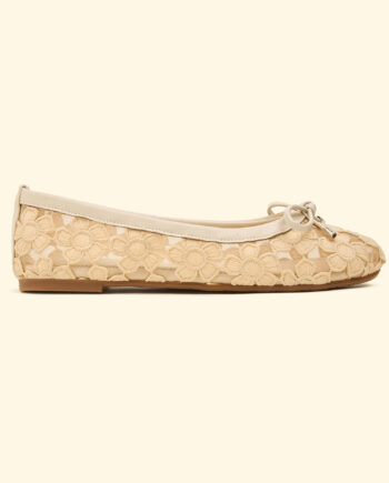 BOU - Floral Veil Flats - Beige
