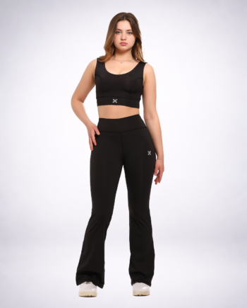 Flexi - Black High-Waisted Flare Leggings