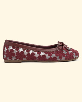 BOU - Floral Veil Flats - Burgandy